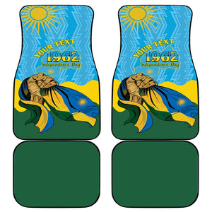 Personalized Happy Rwanda Independence Day Car Mats Coat Of Arms With Map