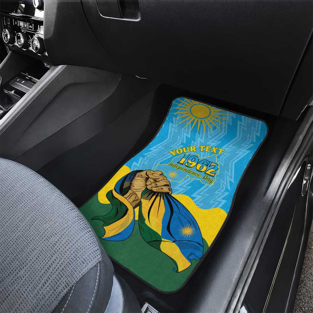 Personalized Happy Rwanda Independence Day Car Mats Coat Of Arms With Map