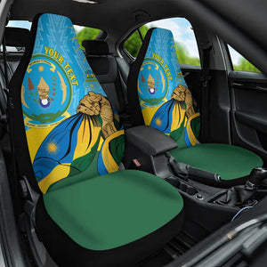 Personalized Happy Rwanda Independence Day Car Seat Cover Coat Of Arms With Map