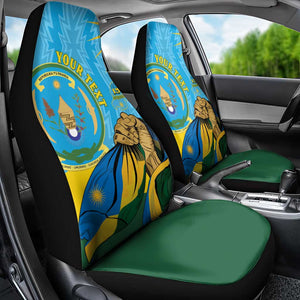 Personalized Happy Rwanda Independence Day Car Seat Cover Coat Of Arms With Map
