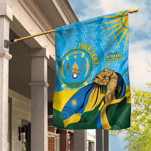 Personalized Happy Rwanda Independence Day Garden Flag Coat Of Arms With Map