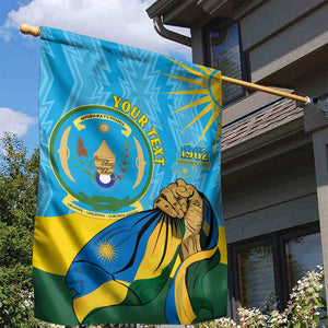 Personalized Happy Rwanda Independence Day Garden Flag Coat Of Arms With Map