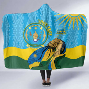 Personalized Happy Rwanda Independence Day Hooded Blanket Coat Of Arms With Map