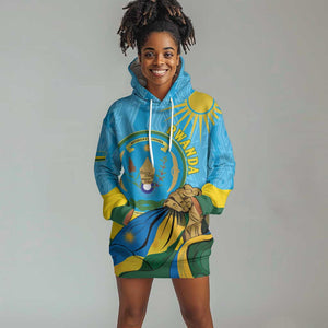 Personalized Happy Rwanda Independence Day Hoodie Dress Coat Of Arms With Map
