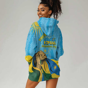 Personalized Happy Rwanda Independence Day Hoodie Dress Coat Of Arms With Map