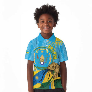Personalized Happy Rwanda Independence Day Kid Polo Shirt Coat Of Arms With Map