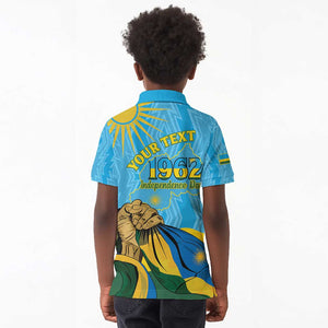 Personalized Happy Rwanda Independence Day Kid Polo Shirt Coat Of Arms With Map