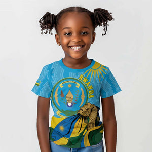Personalized Happy Rwanda Independence Day Kid T shirt Coat Of Arms With Map