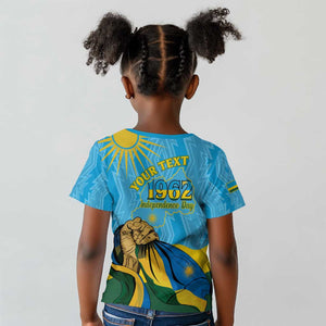 Personalized Happy Rwanda Independence Day Kid T shirt Coat Of Arms With Map