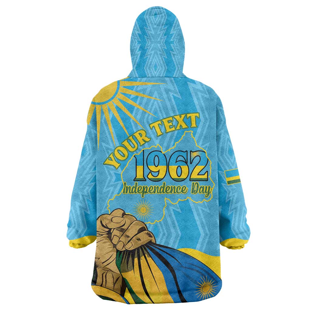 Personalized Happy Rwanda Independence Day Kid Wearable Blanket Hoodie Coat Of Arms With Map