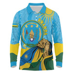 Personalized Happy Rwanda Independence Day Long Sleeve Polo Shirt Coat Of Arms With Map