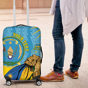 Personalized Happy Rwanda Independence Day Luggage Cover Coat Of Arms With Map
