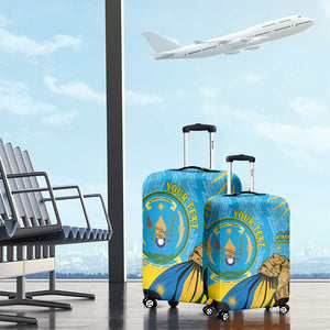 Personalized Happy Rwanda Independence Day Luggage Cover Coat Of Arms With Map