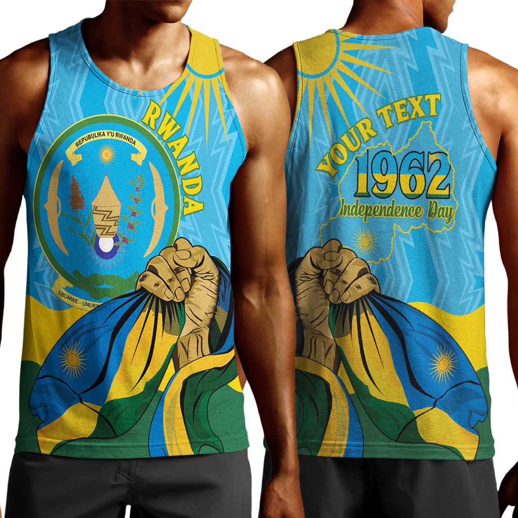 Personalized Happy Rwanda Independence Day Men Tank Top Coat Of Arms With Map