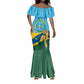 Personalized Happy Rwanda Independence Day Mermaid Dress Coat Of Arms With Map