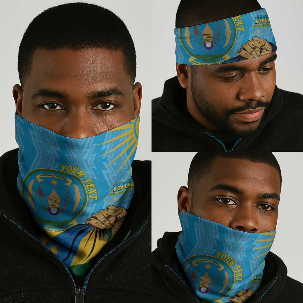 Happy Rwanda Independence Day Neck Gaiter Coat Of Arms With Map - African Pride