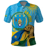 Personalized Happy Rwanda Independence Day Polo Shirt Coat Of Arms With Map