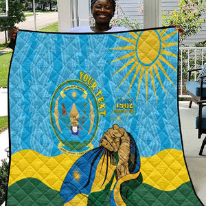 Personalized Happy Rwanda Independence Day Quilt Coat Of Arms With Map