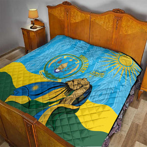 Personalized Happy Rwanda Independence Day Quilt Coat Of Arms With Map