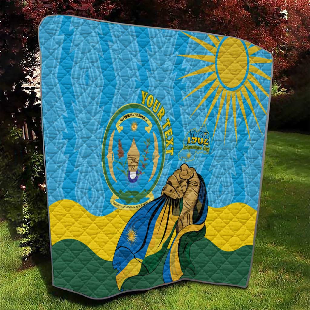Personalized Happy Rwanda Independence Day Quilt Coat Of Arms With Map