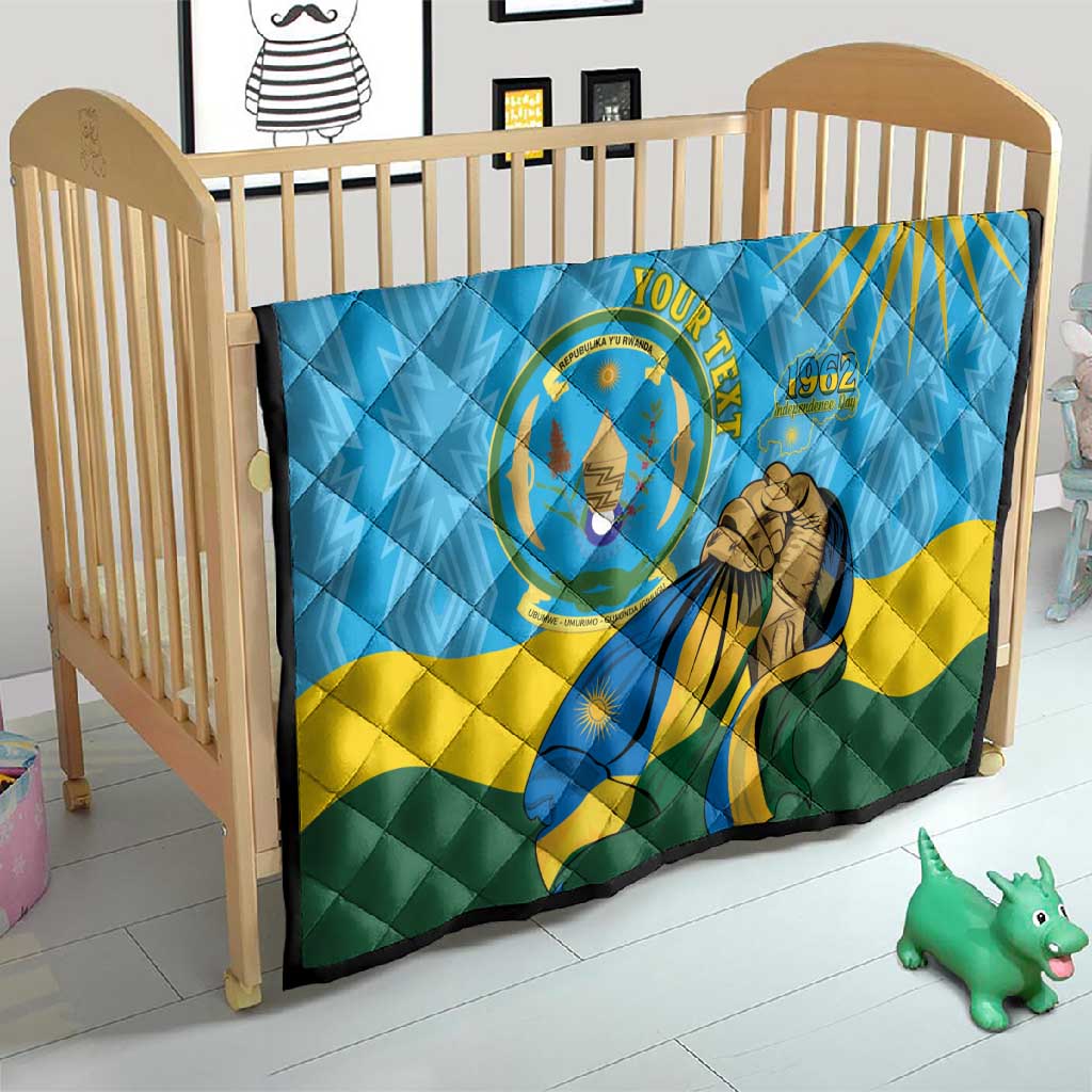 Personalized Happy Rwanda Independence Day Quilt Coat Of Arms With Map