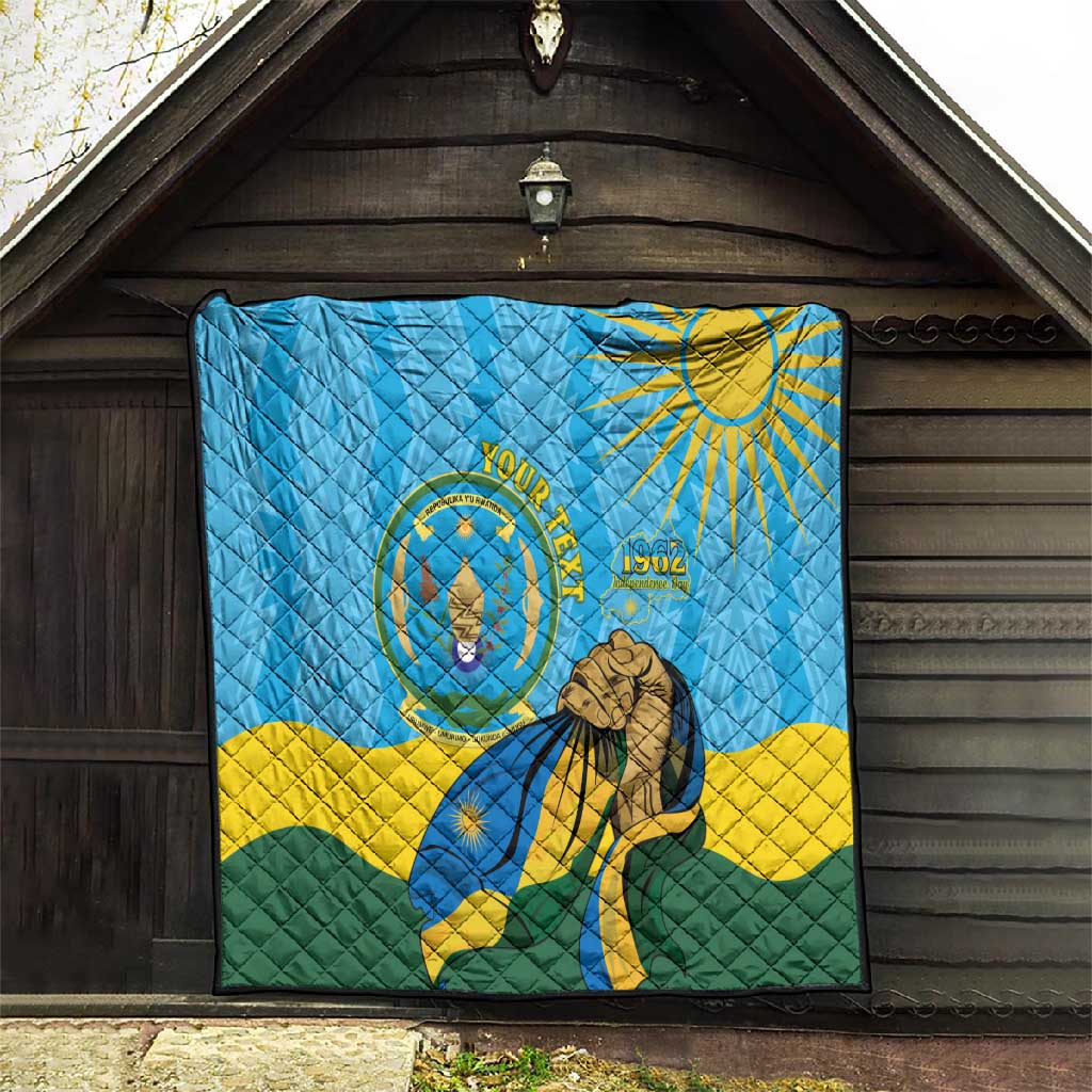 Personalized Happy Rwanda Independence Day Quilt Coat Of Arms With Map