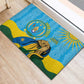 Personalized Happy Rwanda Independence Day Rubber Doormat Coat Of Arms With Map