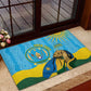Personalized Happy Rwanda Independence Day Rubber Doormat Coat Of Arms With Map