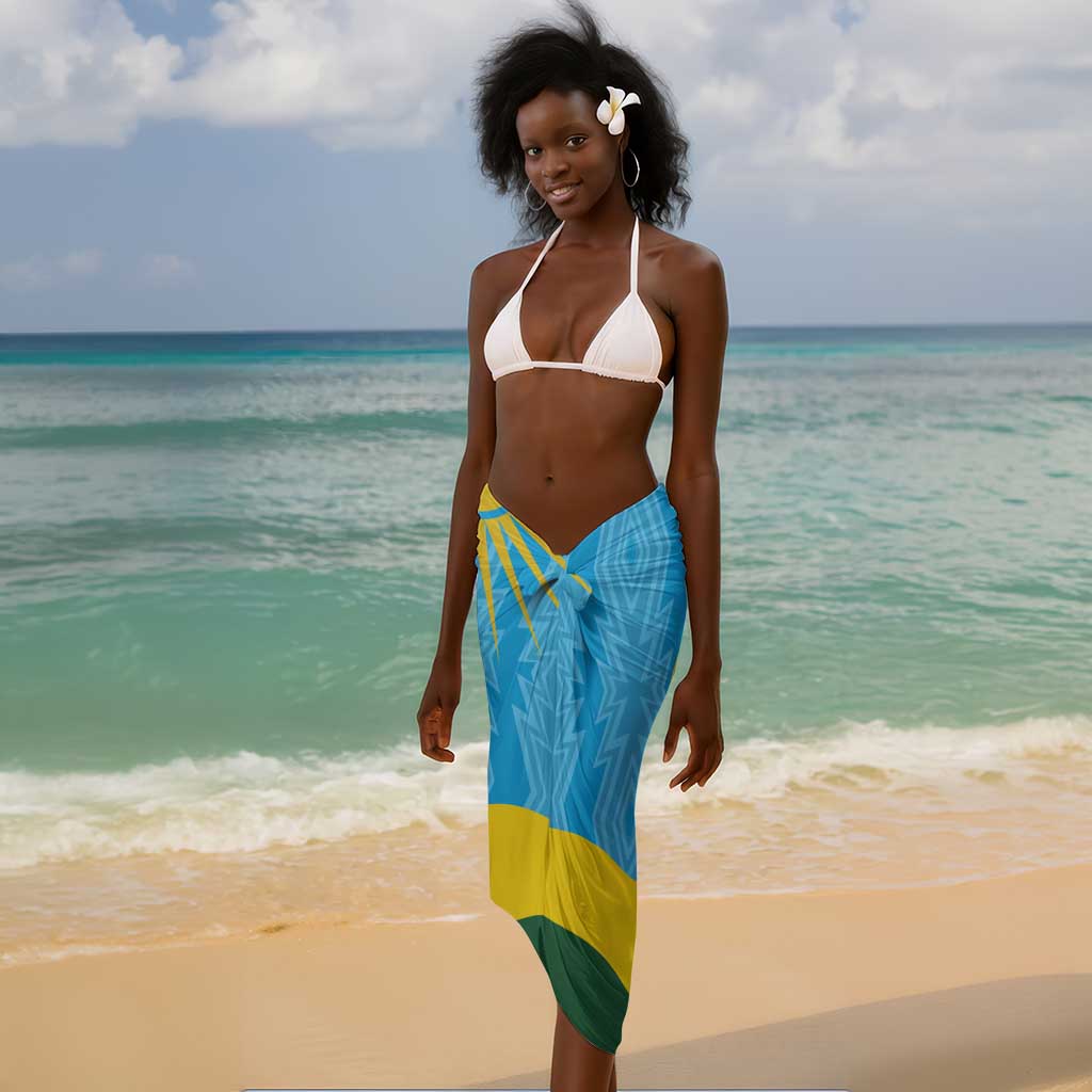 Personalized Happy Rwanda Independence Day Sarong Coat Of Arms With Map