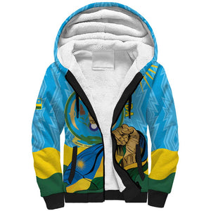 Personalized Happy Rwanda Independence Day Sherpa Hoodie Coat Of Arms With Map