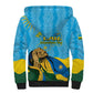 Personalized Happy Rwanda Independence Day Sherpa Hoodie Coat Of Arms With Map
