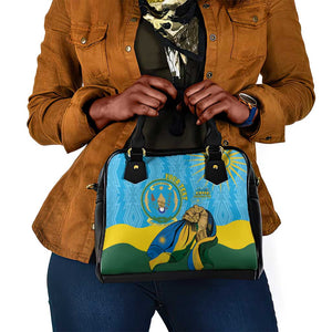 Personalized Happy Rwanda Independence Day Shoulder Handbag Coat Of Arms With Map