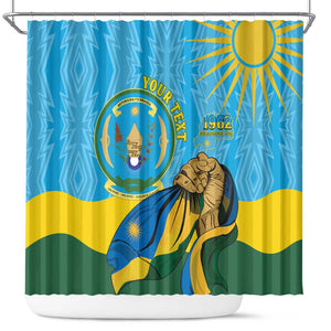 Personalized Happy Rwanda Independence Day Shower Curtain Coat Of Arms With Map