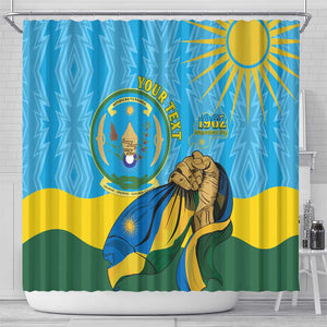 Personalized Happy Rwanda Independence Day Shower Curtain Coat Of Arms With Map