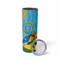 Personalized Happy Rwanda Independence Day Skinny Tumbler Coat Of Arms With Map