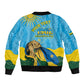 Personalized Happy Rwanda Independence Day Sleeve Zip Bomber Jacket Coat Of Arms With Map