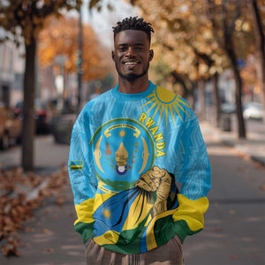 Personalized Happy Rwanda Independence Day Sweatshirt Coat Of Arms With Map