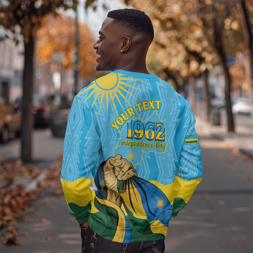 Personalized Happy Rwanda Independence Day Sweatshirt Coat Of Arms With Map
