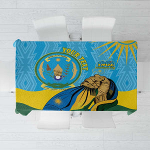 Personalized Happy Rwanda Independence Day Tablecloth Coat Of Arms With Map