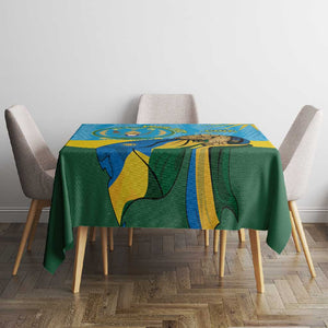 Personalized Happy Rwanda Independence Day Tablecloth Coat Of Arms With Map