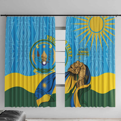 Personalized Happy Rwanda Independence Day Window Curtain Coat Of Arms With Map