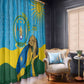 Personalized Happy Rwanda Independence Day Window Curtain Coat Of Arms With Map
