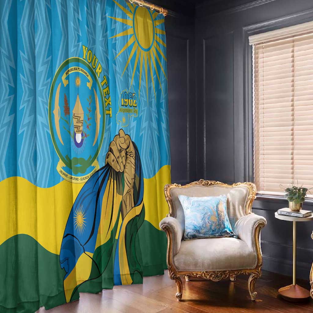 Personalized Happy Rwanda Independence Day Window Curtain Coat Of Arms With Map