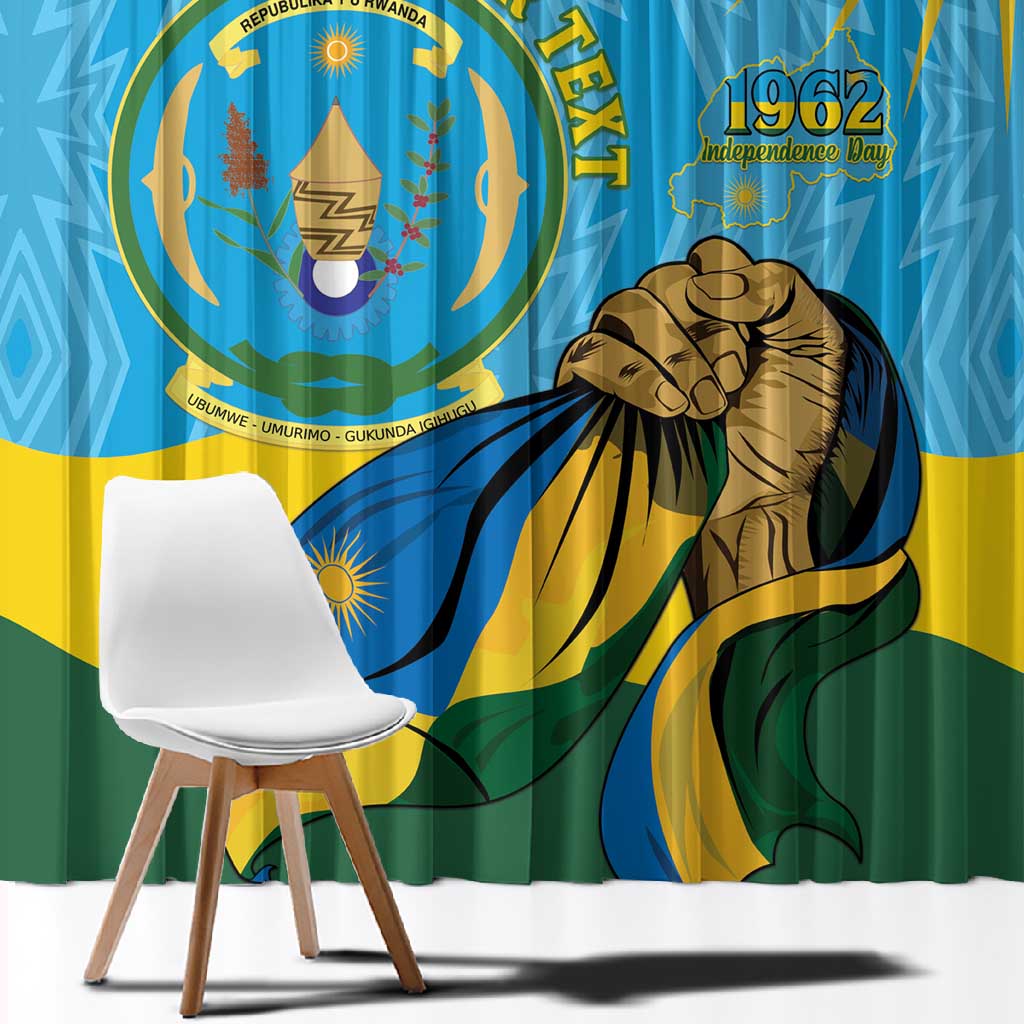 Personalized Happy Rwanda Independence Day Window Curtain Coat Of Arms With Map