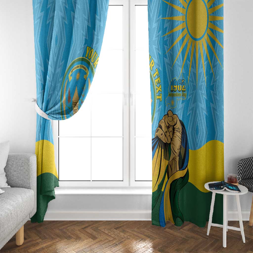 Personalized Happy Rwanda Independence Day Window Curtain Coat Of Arms With Map