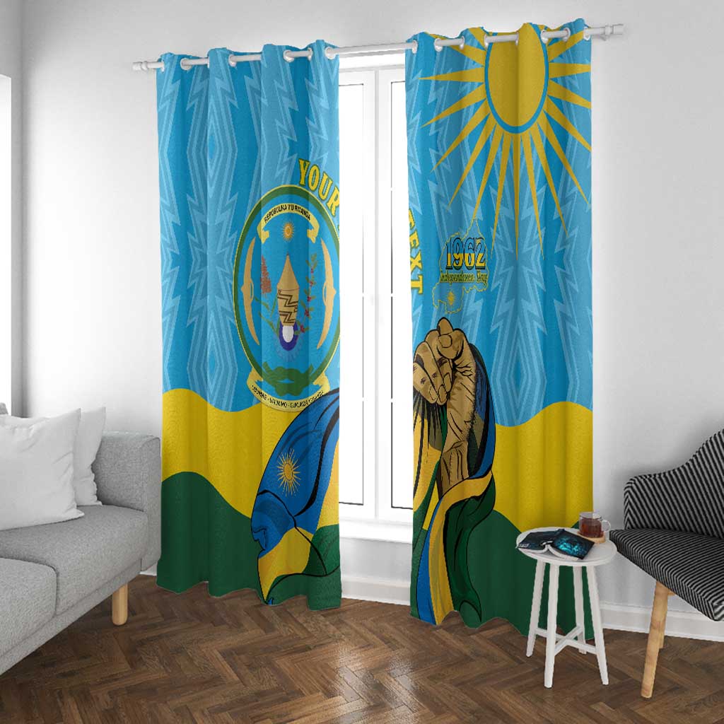 Personalized Happy Rwanda Independence Day Window Curtain Coat Of Arms With Map