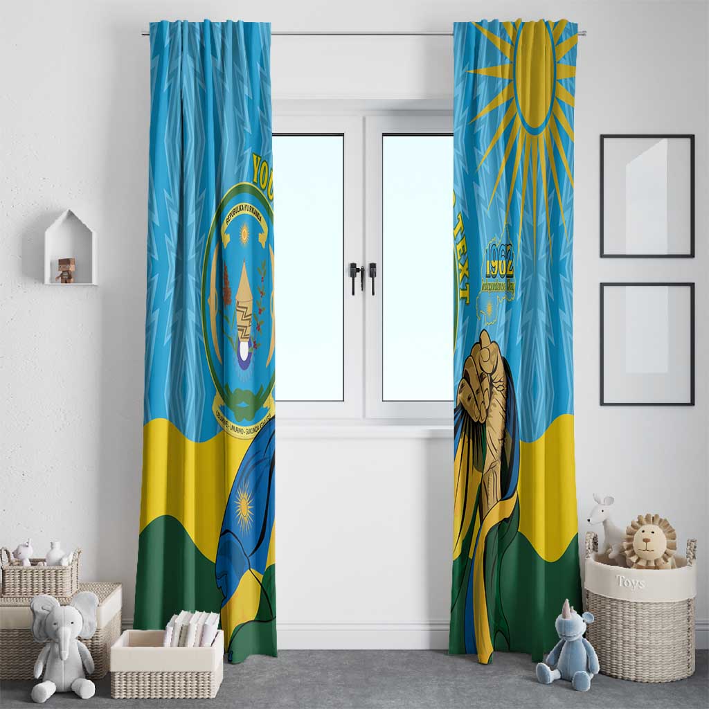 Personalized Happy Rwanda Independence Day Window Curtain Coat Of Arms With Map