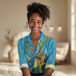 Personalized Happy Rwanda Independence Day Women Casual Shirt Coat Of Arms With Map