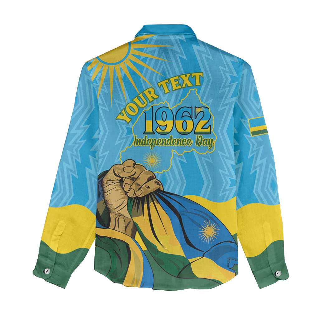 Personalized Happy Rwanda Independence Day Women Casual Shirt Coat Of Arms With Map