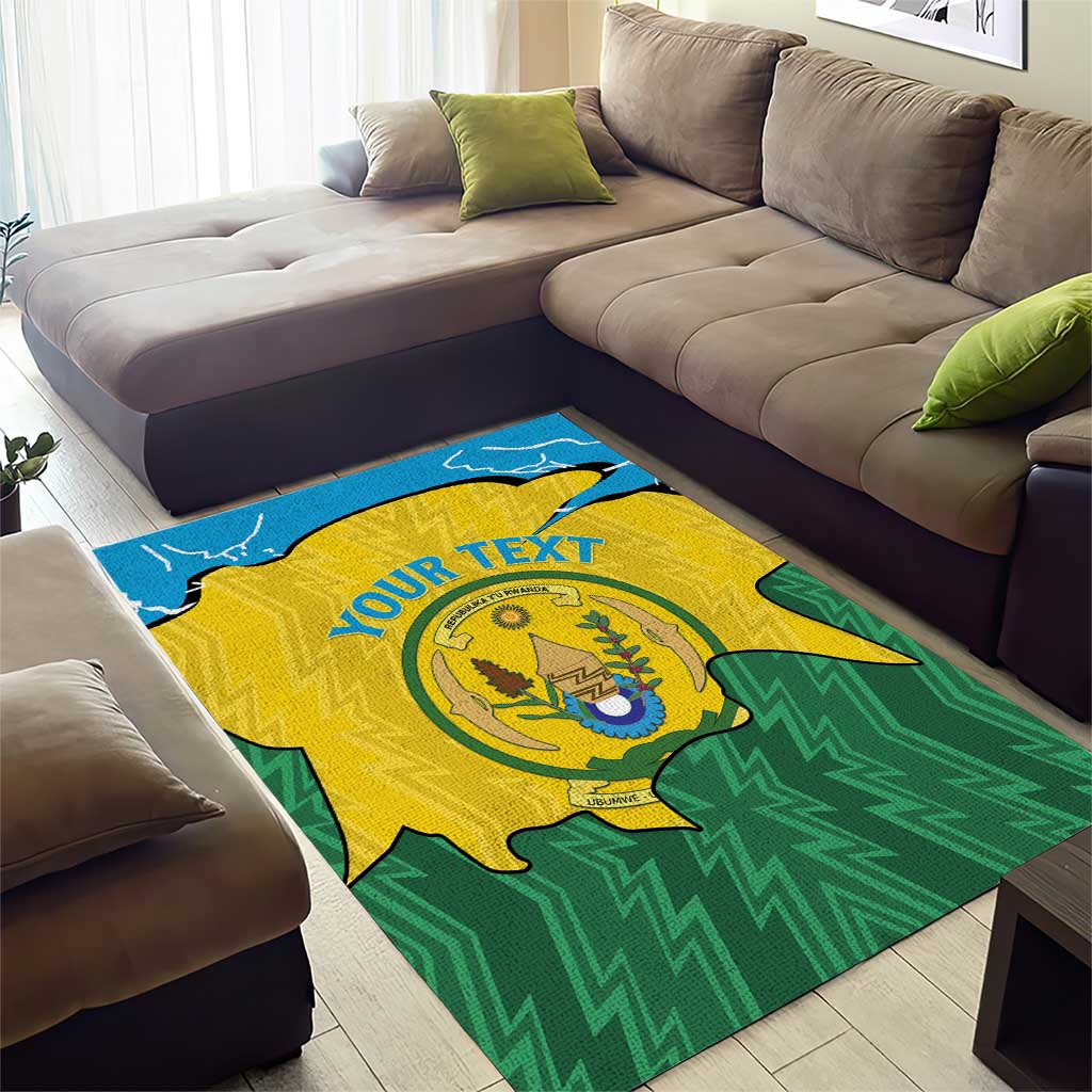 Personalized Jamhuri ya Rwanda Area Rug Coat Of Arms Imigongo Pattern